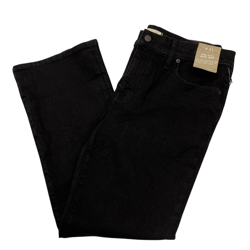 Madewell Black Jeans Mid Rise‎ Kick Out Womens Size 31 Fitted Hip & Thigh Casual